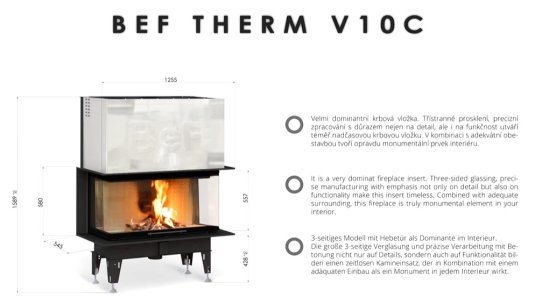 Luxusní krbová vložka BEF THERM V 10 C, výsuvné otevírání