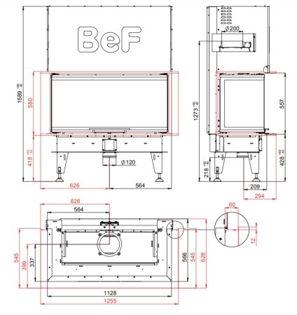 Luxusní krbová vložka BEF THERM V 10 C, výsuvné otevírání