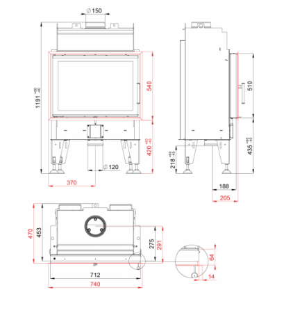 Teplovzdušná krbová vložka BEF THERM PASSIVE 7