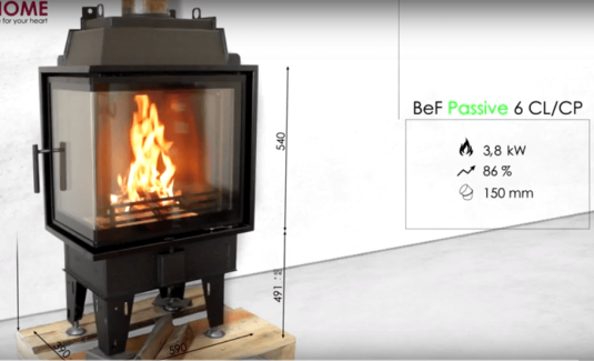 Teplovzdušná krbová vložka BEF Passive 6 CL, levé boční prosklení