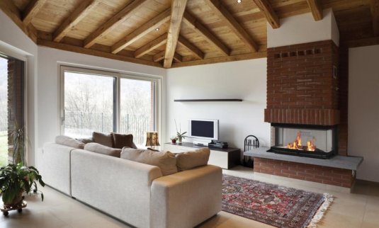 Designová teplovzdušná krbová vložka BEF THERM V 8 C, výsuvné otevírání, sklo třístranné