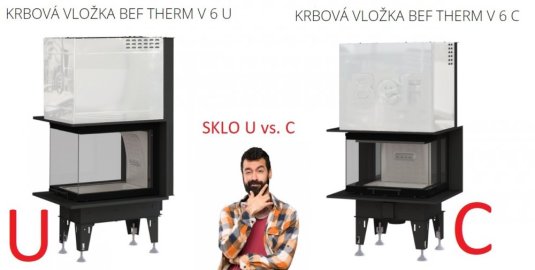Designová teplovzdušná krbová vložka BEF THERM V 8 C, výsuvné otevírání, sklo třístranné