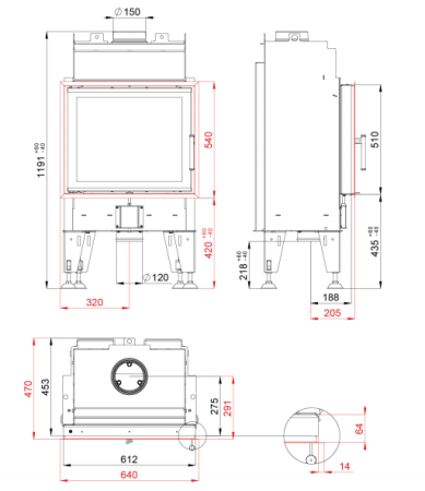 Teplovzdušná krbová vložka BEF THERM PASSIVE 6