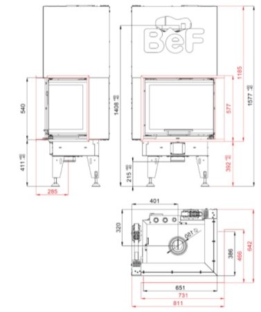 Teplovodní krbová vložka Bef Aquatic WH V 70 CP