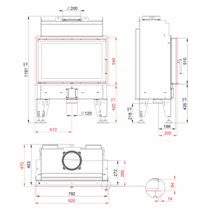Teplovzdušná krbová vložka BEF THERM PASSIVE 8