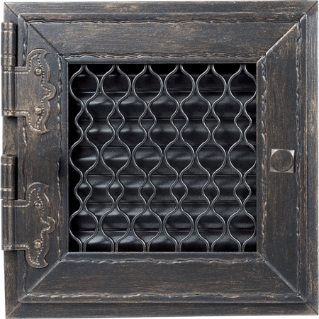 Krbová mřížka retro antik grafitová - Velikost mřížky krbu: 17x17 otevírací